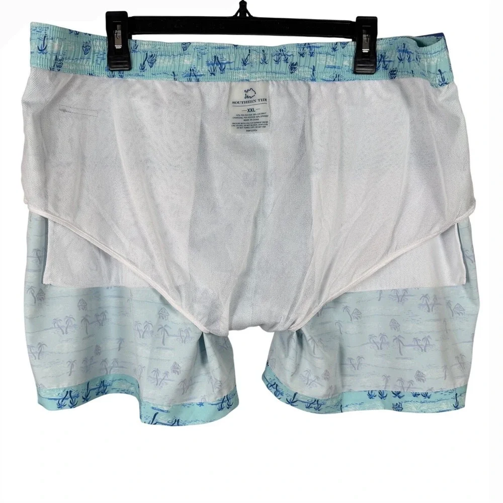 NWT Southern Tide, Nice To Sea You Swim Trunks, All Over Palm Trees, Size XXL